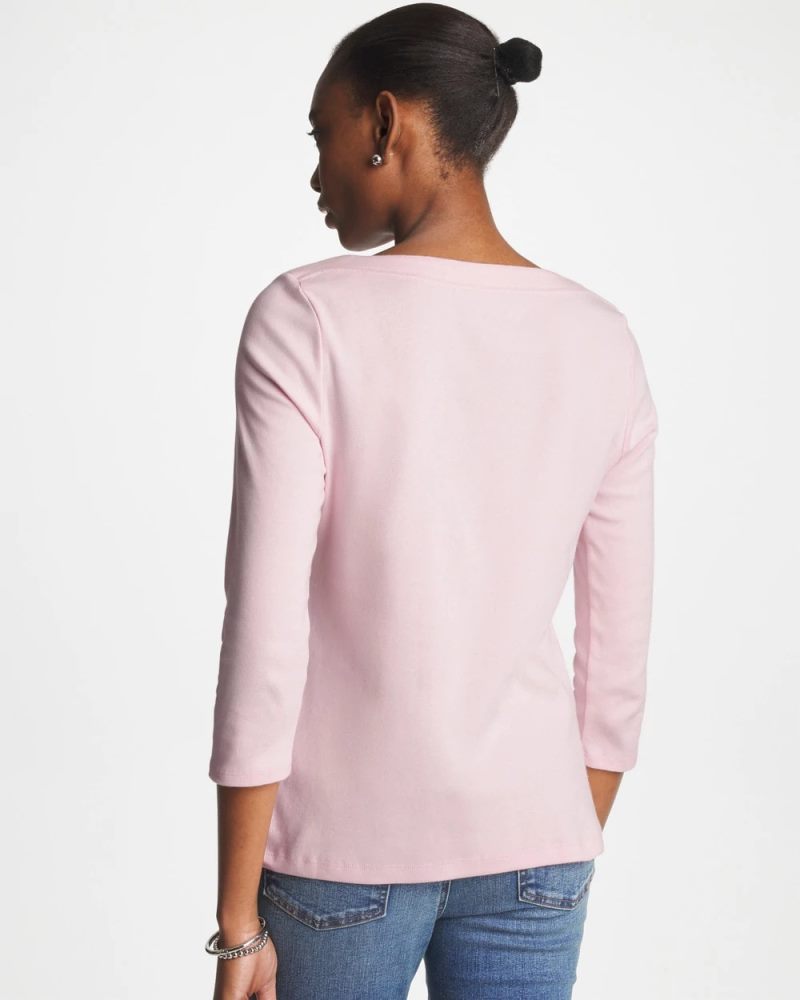 Chicos Pima 3/4 Sleeve Tee - SWEET BLOSSOM