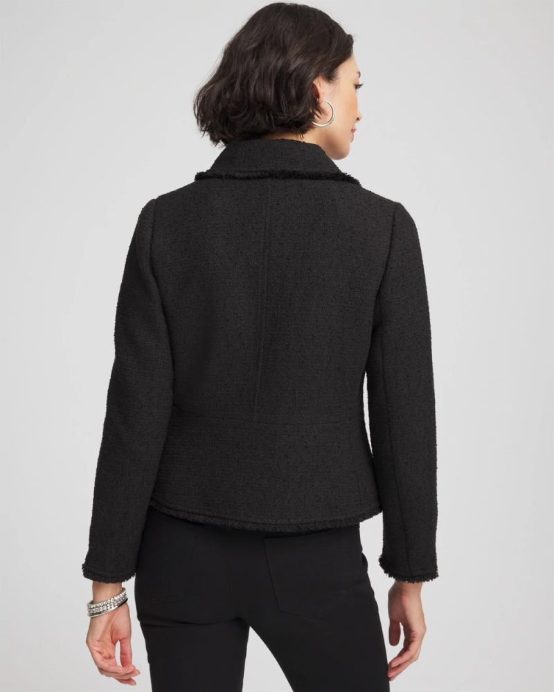Chicos Bouclé Peplum Jacket - BLACK