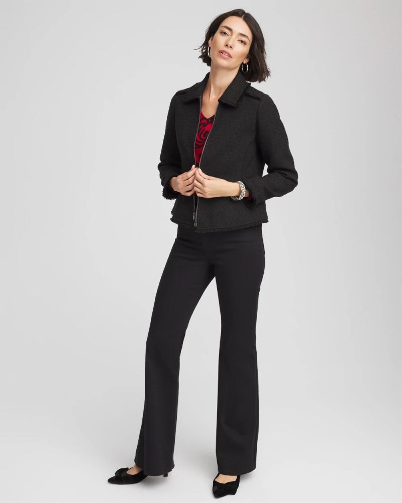 Chicos Bouclé Peplum Jacket - BLACK