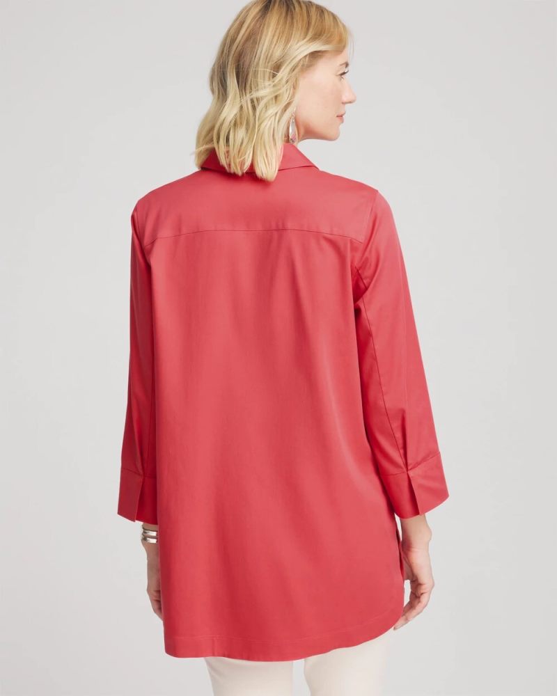 Chicos No Iron Classic Button Down Tunic - FOLKLORIC RED