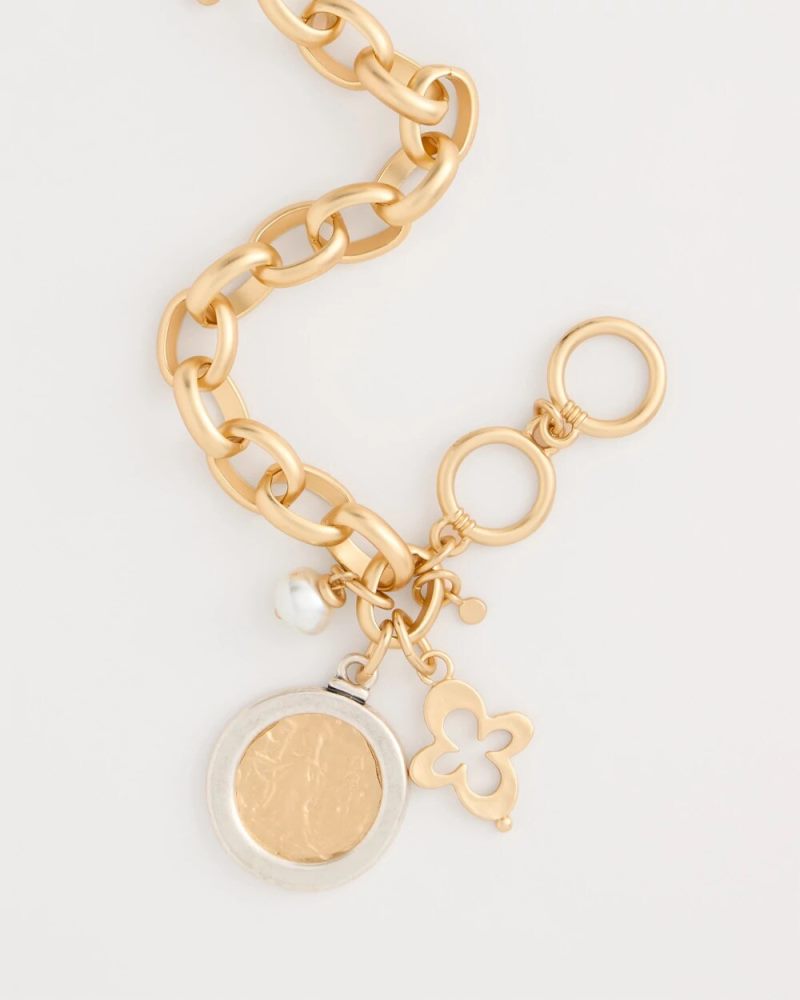 Chicos Toggle Bar Charm Bracelet - GOLD