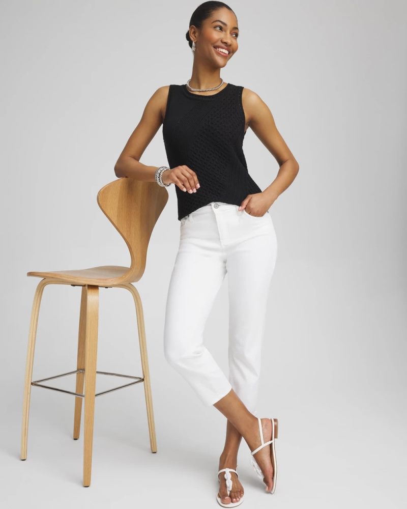 Chicos No Stain Girlfriend Cropped Jeans - ALABASTER