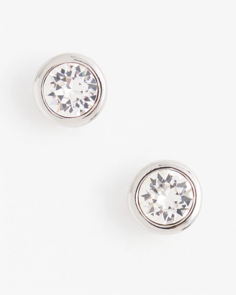 Chicos Silver Tone Crystal Stud Earrings - SILVER