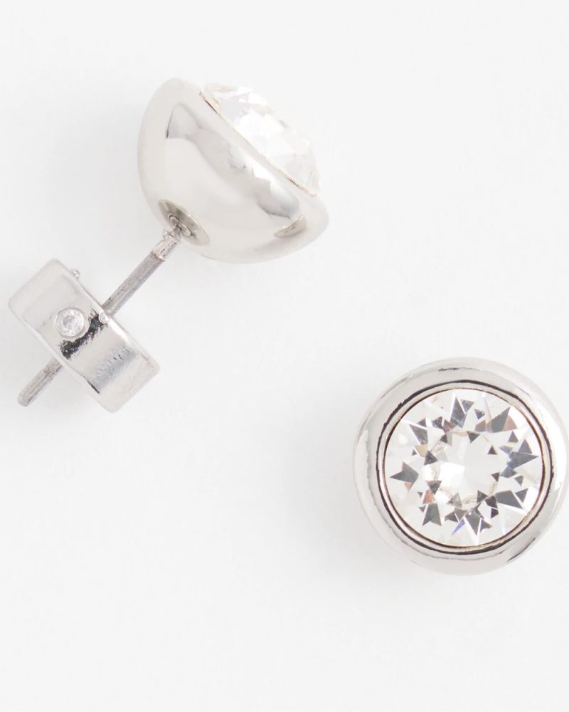 Chicos Silver Tone Crystal Stud Earrings - SILVER