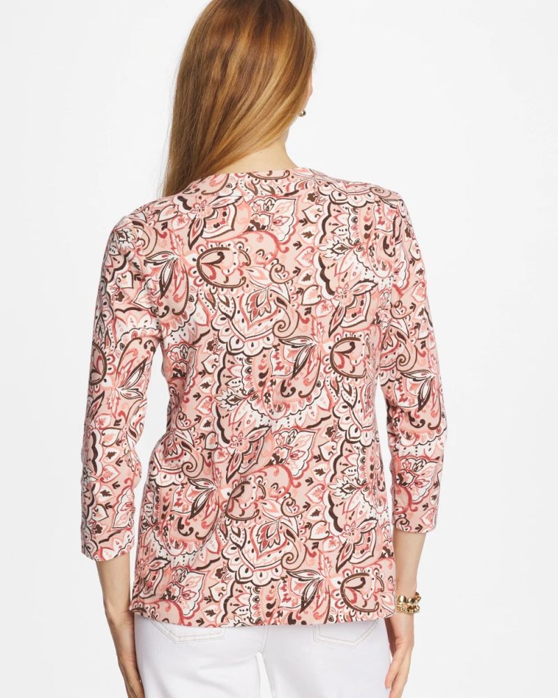 Chicos Pima 3/4 Sleeve Tee - ROSE SMOKE