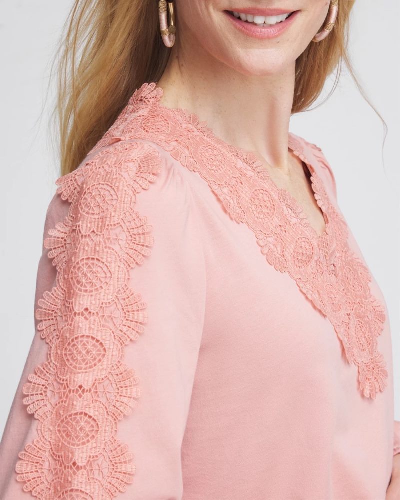 Chicos Scalloped-Lace Pima Top