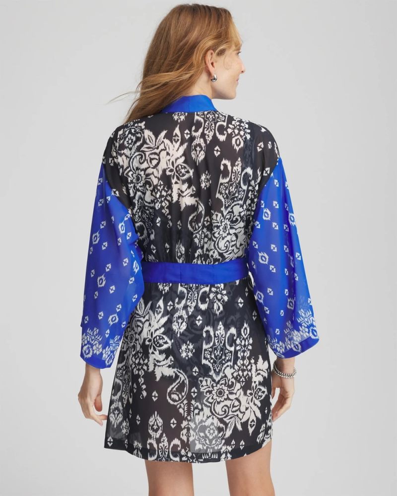 Chicos Miraclesuit® Talavera Kimono - MIDNIGHT AND WHITE