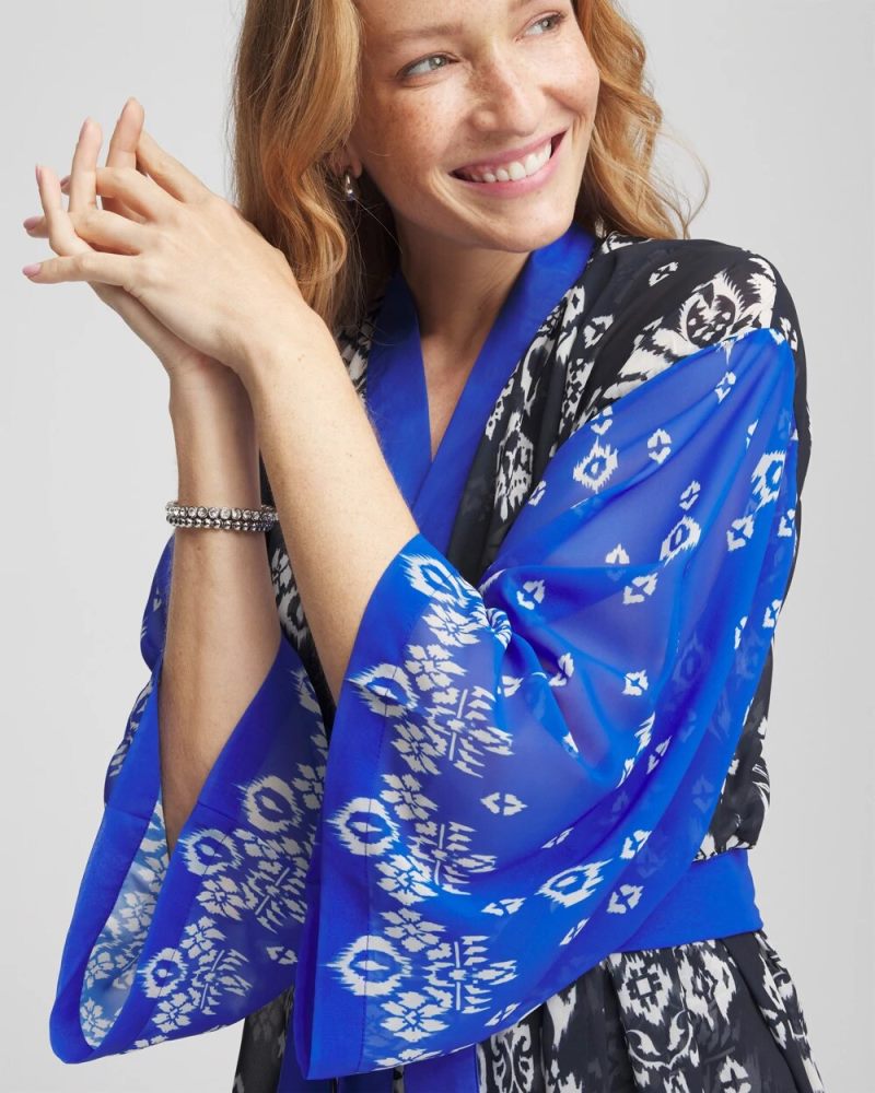 Chicos Miraclesuit® Talavera Kimono - MIDNIGHT AND WHITE
