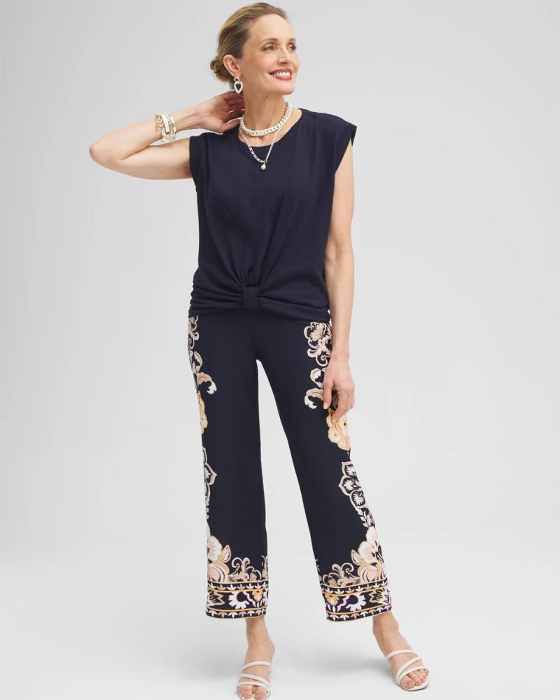 Chicos Knot Front Tee - CLASSIC NAVY