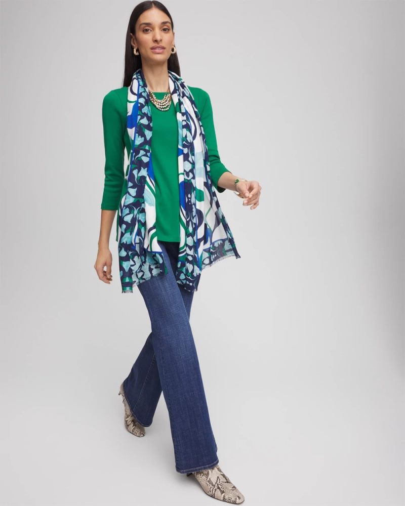 Chicos Pima Cotton Square-Neck Tunic - IVY LEAGUE