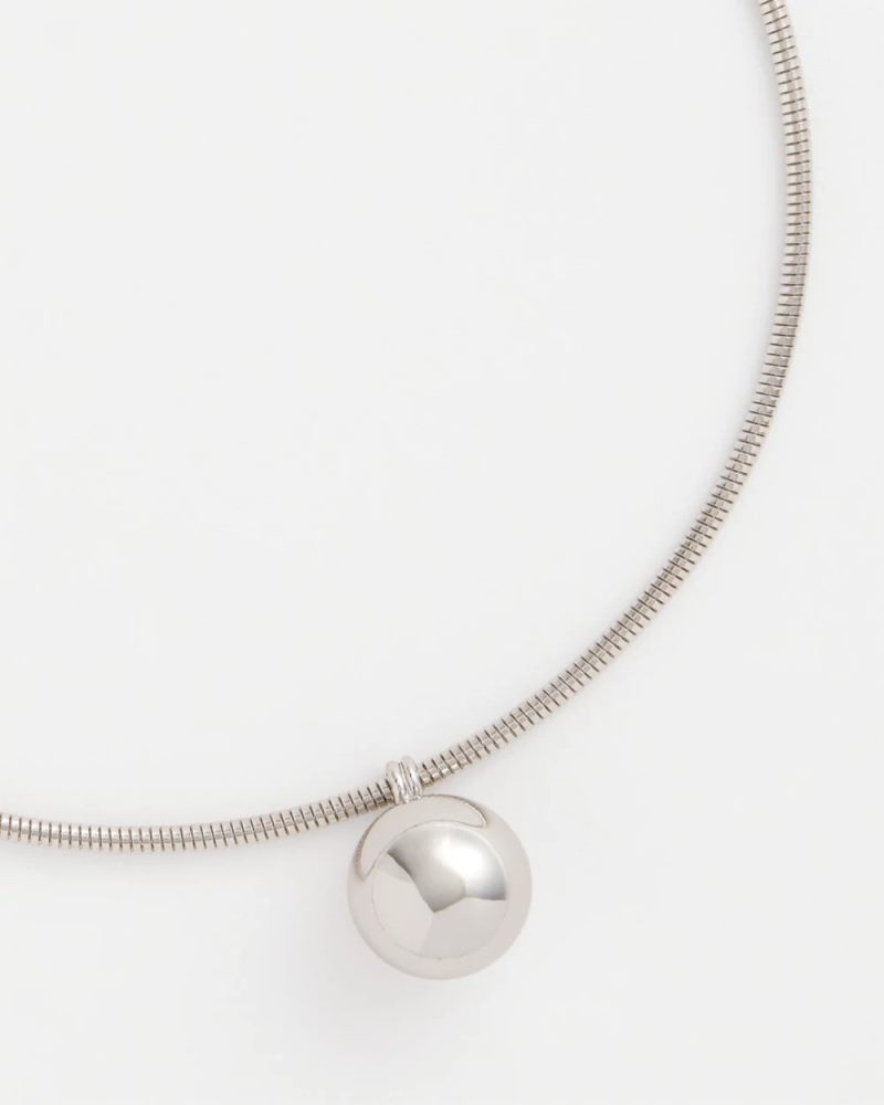 Chicos Silver Bead Collar Necklace - SILVER