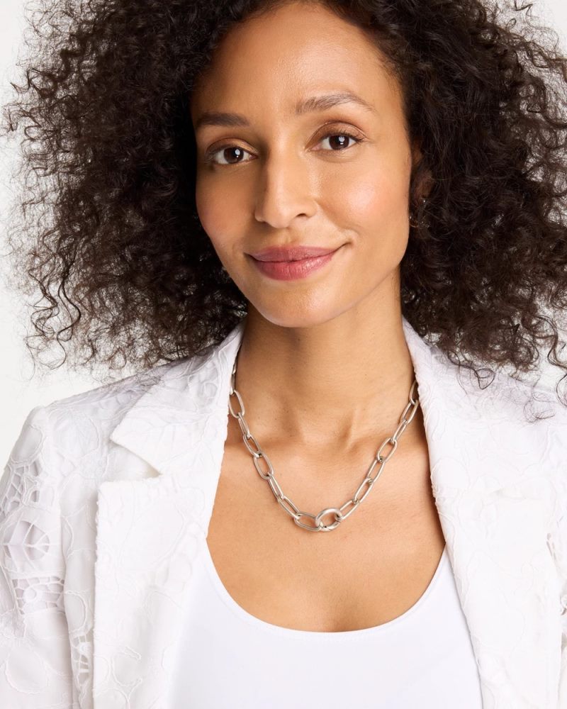 Chicos Silvertone Charm Link Necklace - SILVER
