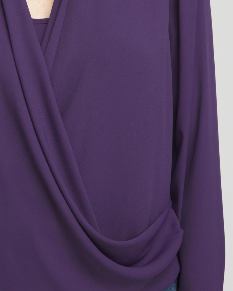 Chicos Surplice Bubble Hem Shirt - MIDNIGHT VIOLET