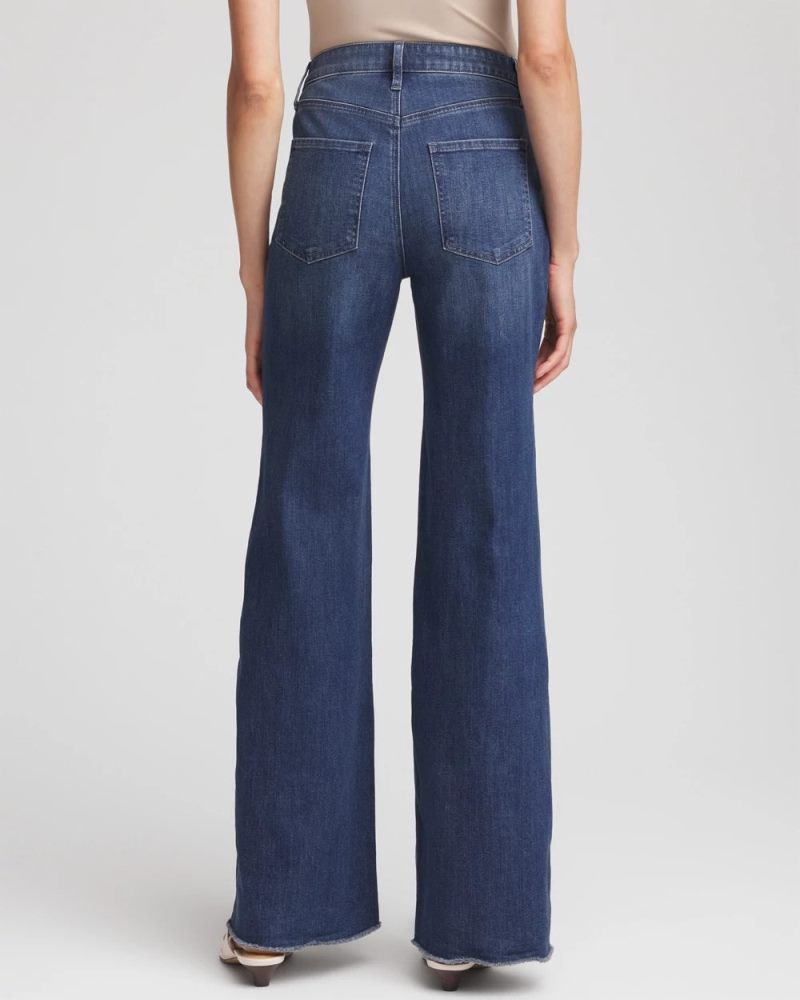Chicos Embellished Frayed Flared-Leg Jeans - IRVINA INDIGO