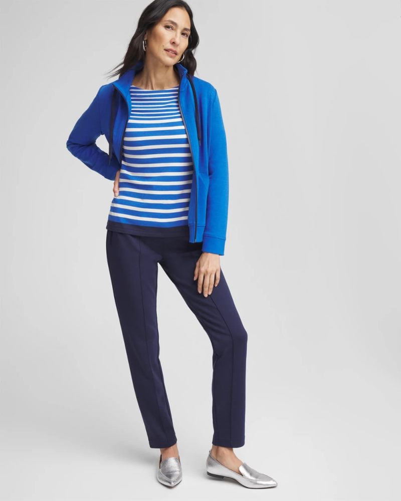 Chicos Zenergy® Striped Boatneck Mariner Tee - TURKISH SEA