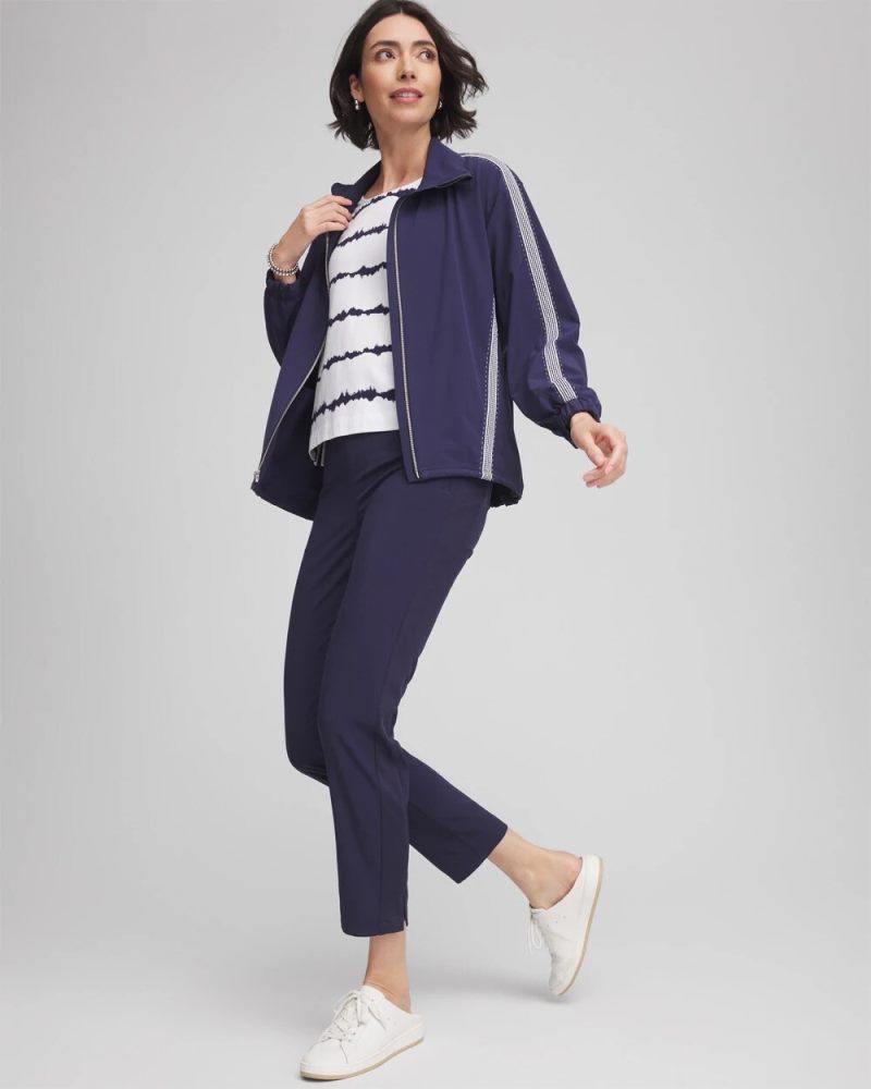 Chicos Zenergy® Zip-Front Striped Neema Jacket - PASSPORT BLUE