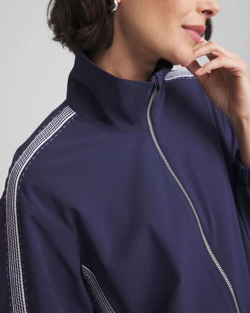 Chicos Zenergy® Zip-Front Striped Neema Jacket - PASSPORT BLUE