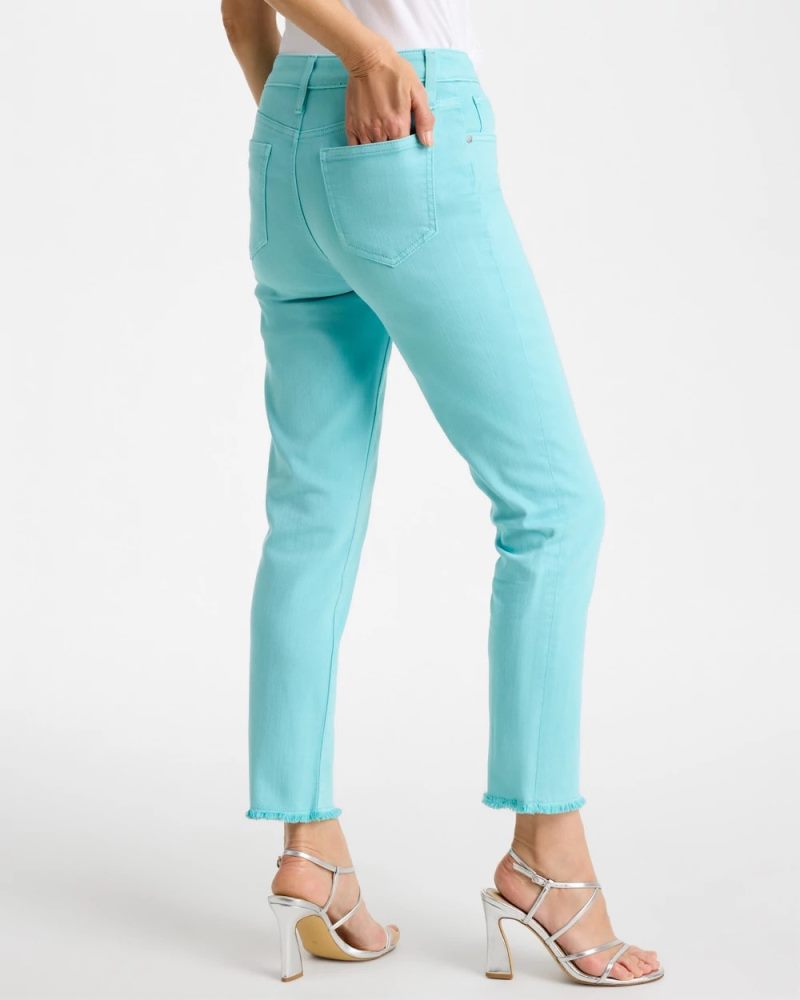Chicos Girlfriend Slim Frayed Crop Jeans - BONDI BLUE