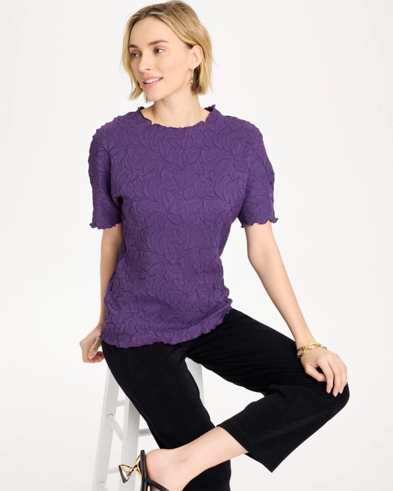 Chicos Travelers™ Embossed Pullover Top - RICH AMETHYST