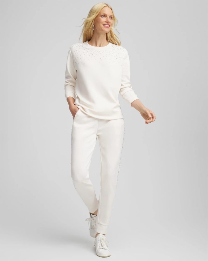 Chicos Zenergy® Rhinestone Joggers - ENGLISH CREAM