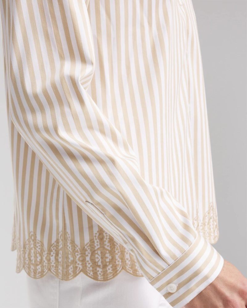Chicos No Iron Scalloped-Hem Shirt - WILD TRUFFLE