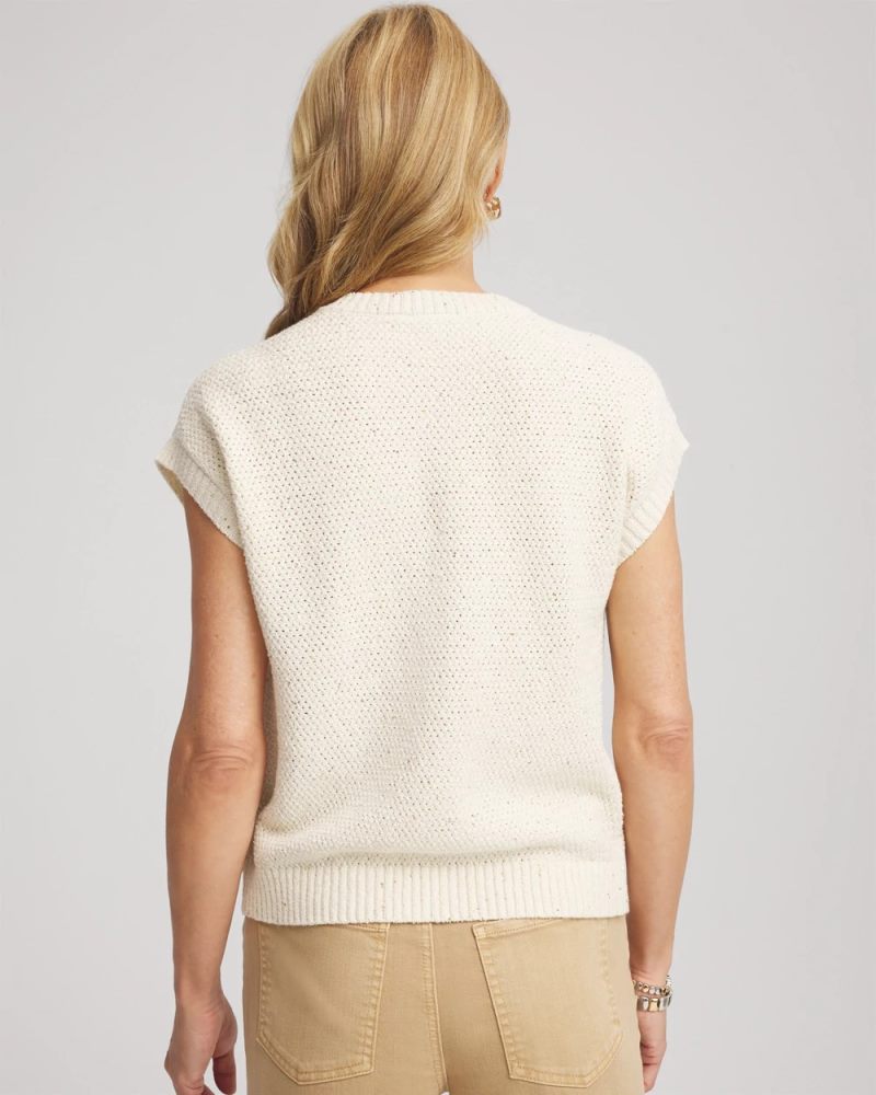 Chicos Button-Up Sweater Vest - GOLD