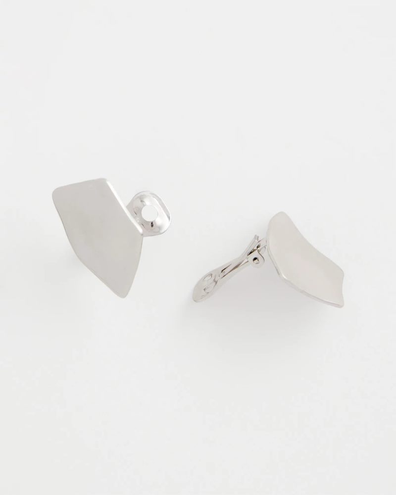 Chicos Silver Fan Clip On Earrings - SILVER