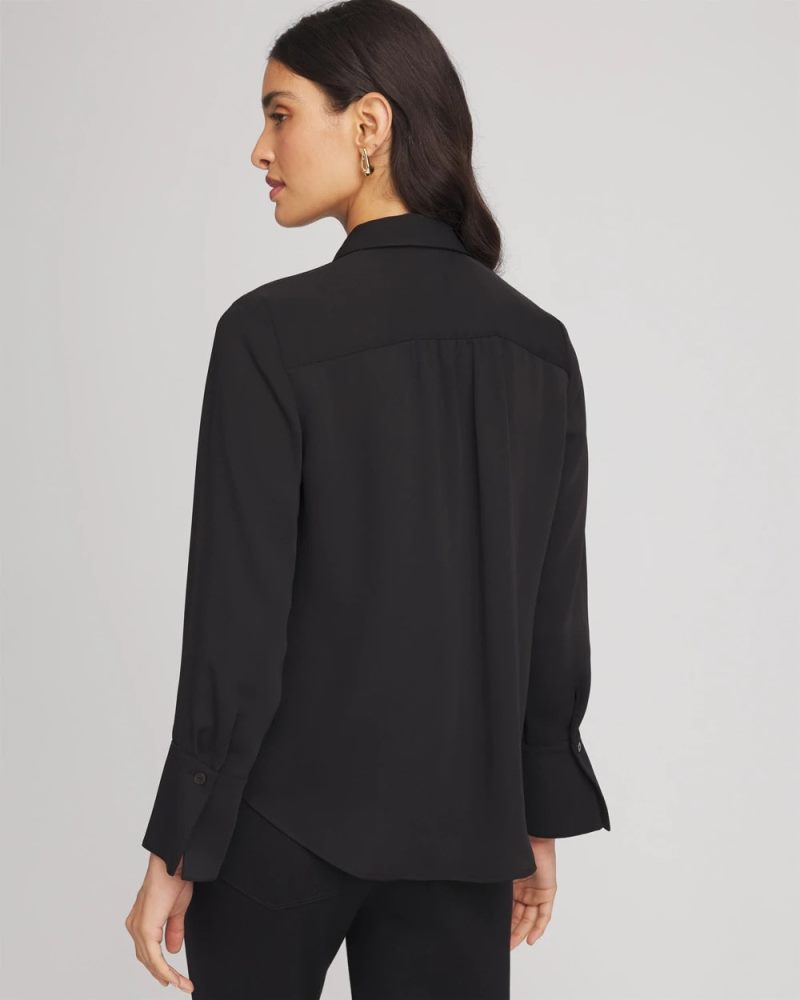 Chicos Ruffle-Trim Chiffon Blouse - BLACK