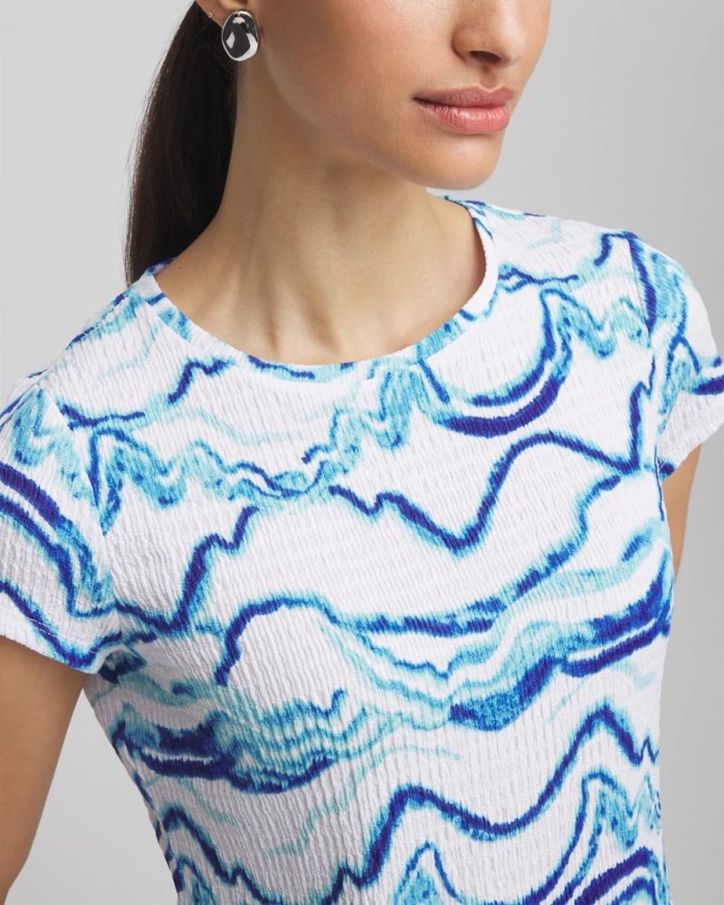 Chicos Ocean Waves Cap Sleeve Dolman Tee - ALABASTER