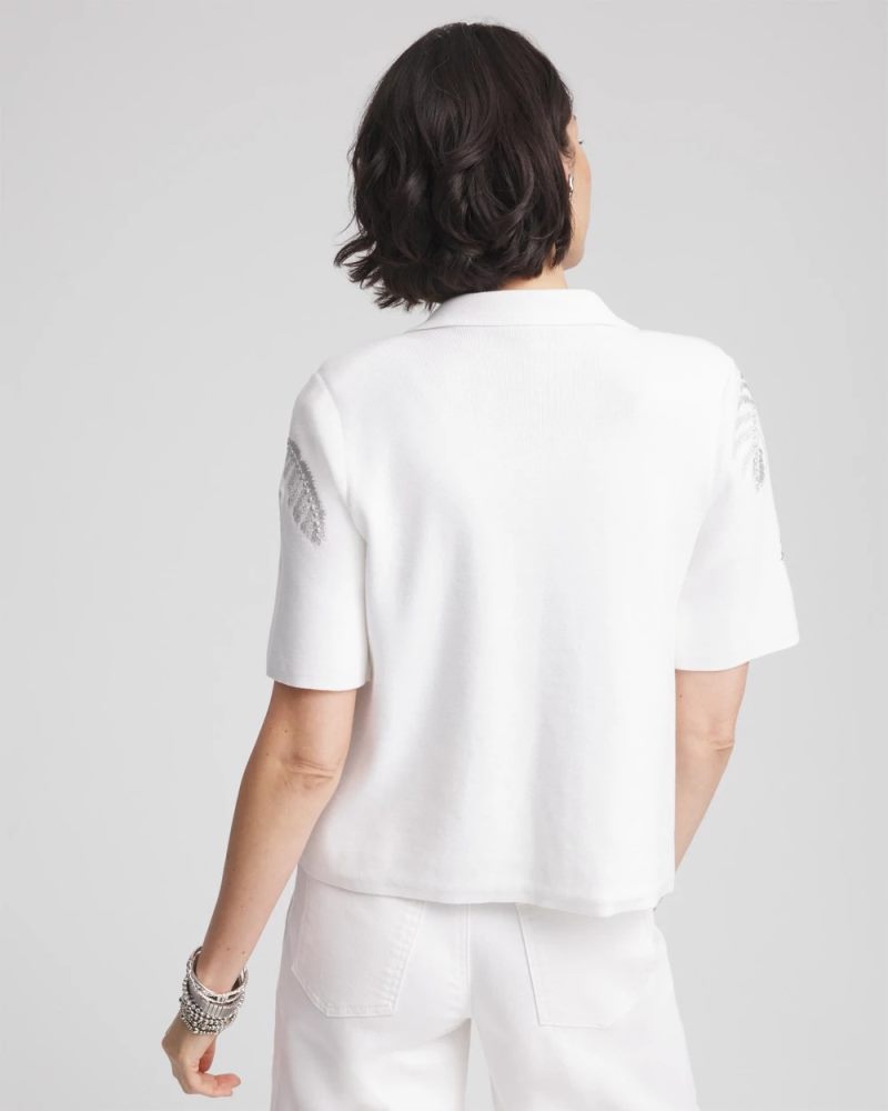 Chicos Milano Embroidered Sweater - ALABASTER