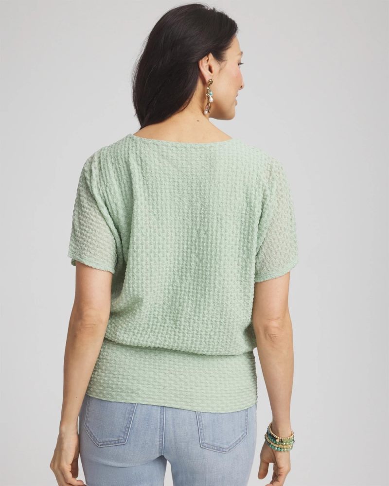 Chicos Jacquard Banded Hem Top - MOROCCAN MINT