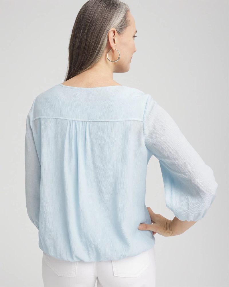 Chicos Embroidered Cutout Blouse - CRYSTAL SPRINGS
