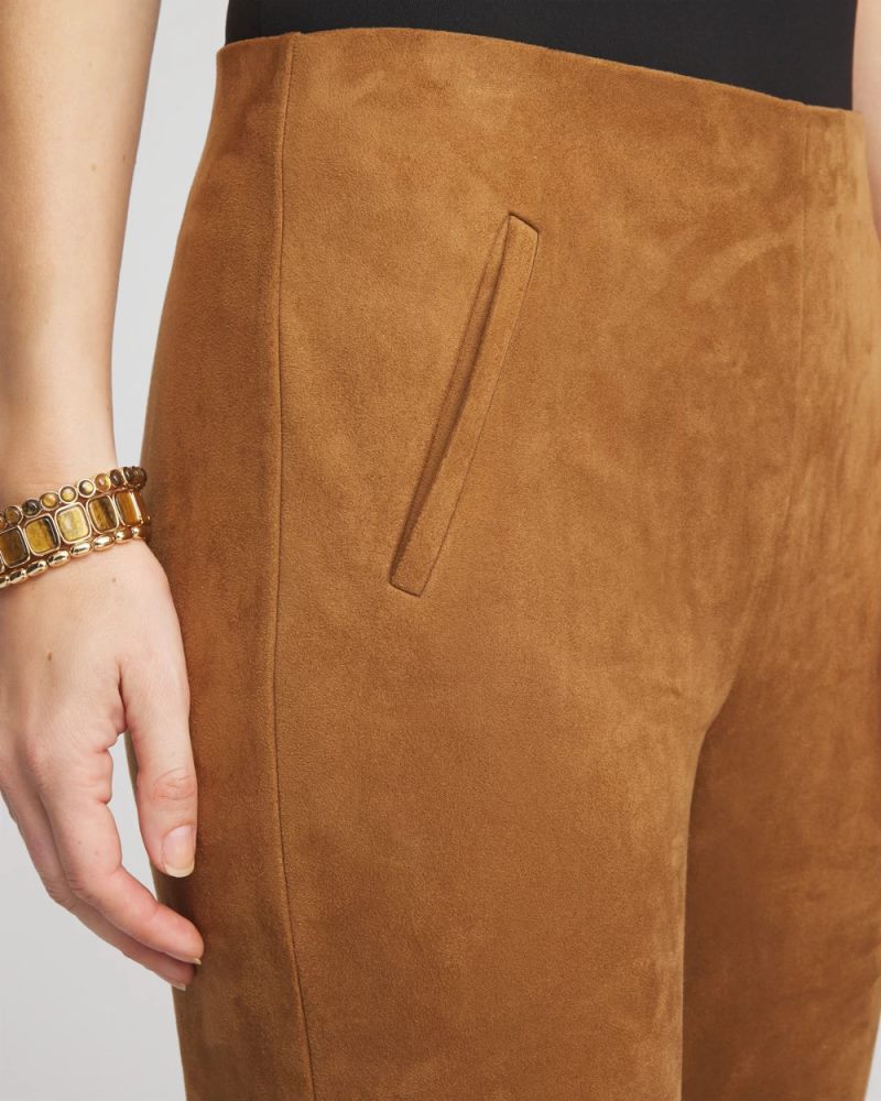 Chicos Faux Suede Juliet Slim Ankle Pants - BURNT SIENNA