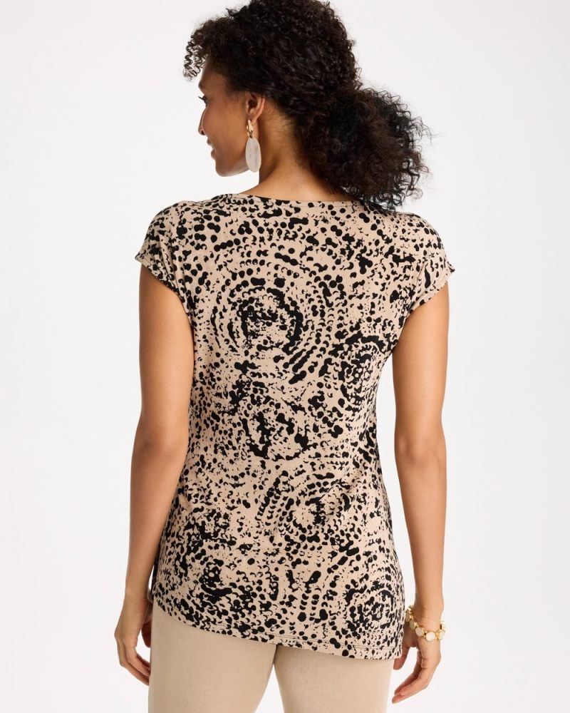 Chicos Travelers™ Side-Tie Spotted Print Top - NEW SONORA SAND