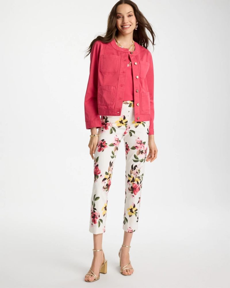 Chicos Brigitte™ Slim Mari Bloom Crop - HOT HONEYSUCKLE