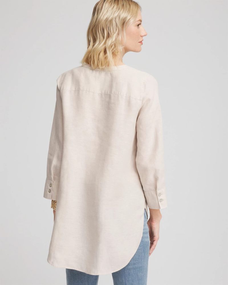 Chicos No Iron Linen Tunic - OATMEAL