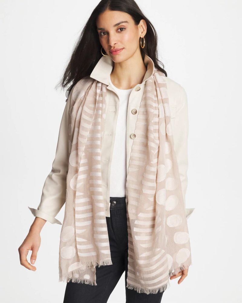 Chicos Neutral Polka Dot Oblong Scarf - NEUTRAL