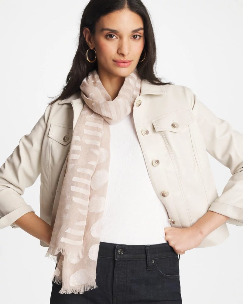 Chicos Neutral Polka Dot Oblong Scarf - NEUTRAL