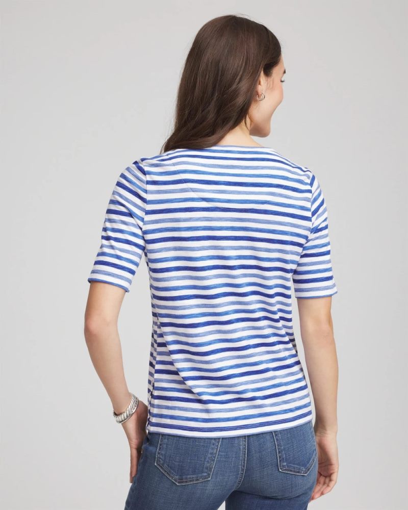 Chicos Slub Short Sleeve Tee - BLUE PEARL