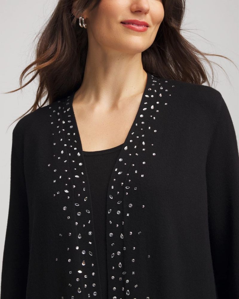 Chicos Travelers™ Embellished Cardigan - TRAVELERS BLACK