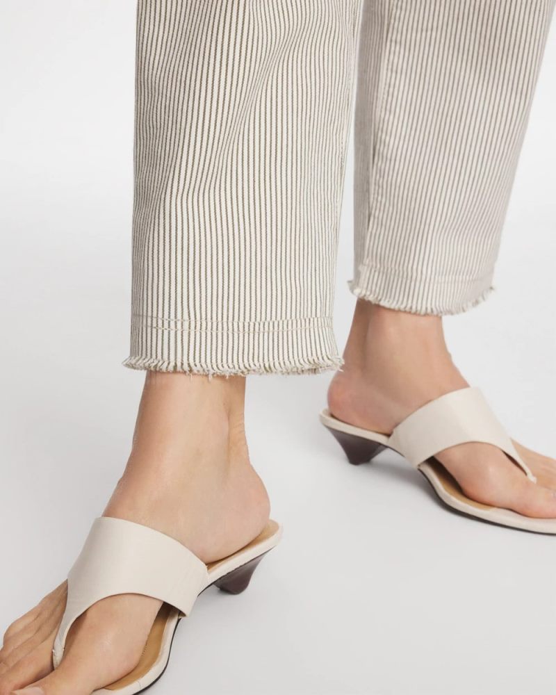 Chicos Petite Stripe Girlfriend Straight Ankle Jeans - LICHEN