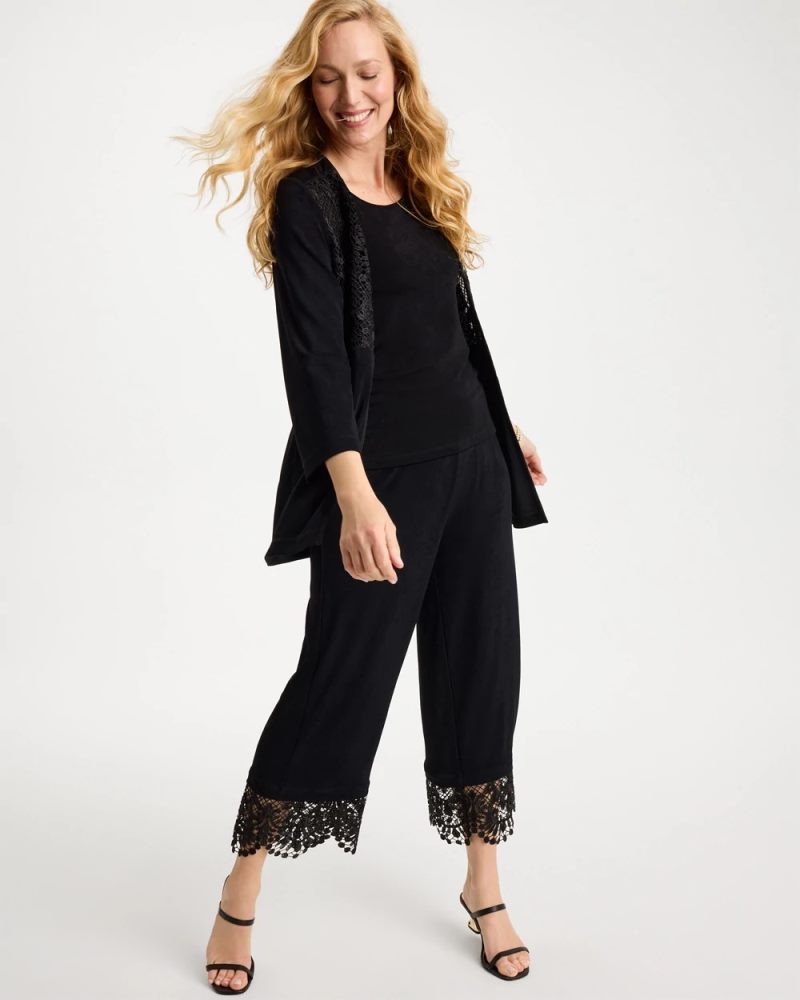 Chicos Travelers™ Lace Trim Cropped Pants - TRAVELERS BLACK