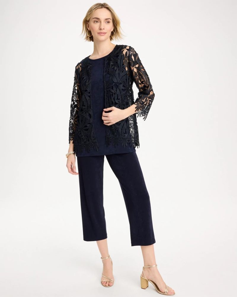 Chicos Travelers™ Galloon Lace Jacket - TRAVELERS INDIA INK