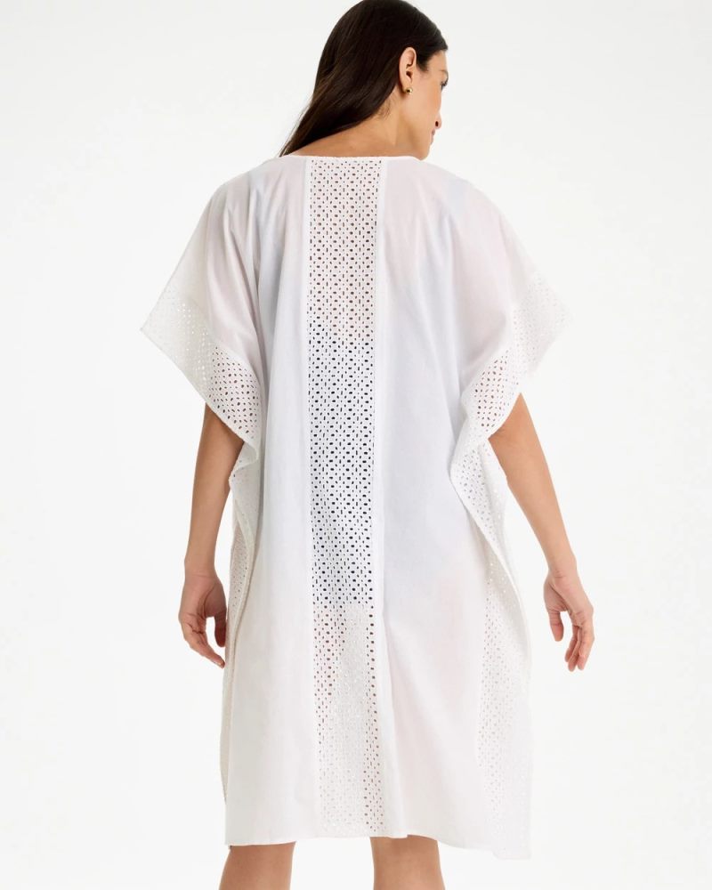 Chicos Woven Long Swim Cover-Up - ALABASTER