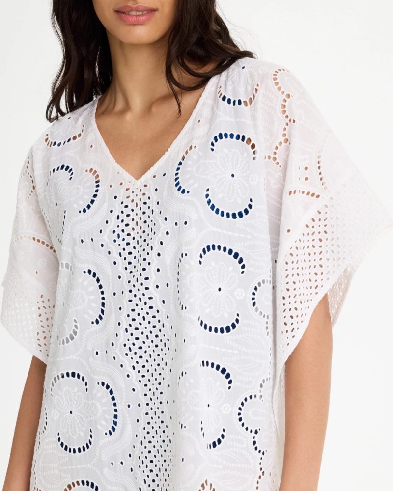 Chicos Woven Long Swim Cover-Up - ALABASTER