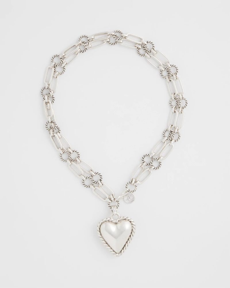 Chicos Heart Twice As Nice Pendant Necklace - SILVER