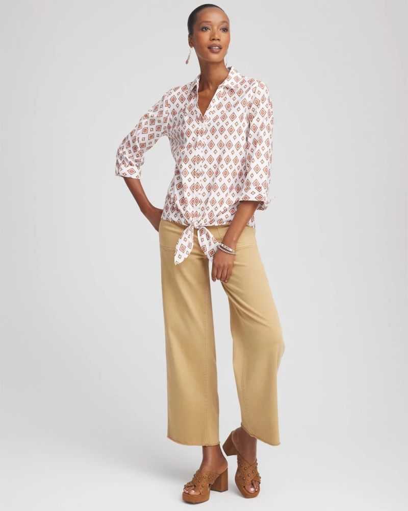 Chicos No Iron Tie-Front Geo-Print Shirt - SIESTA ROSE