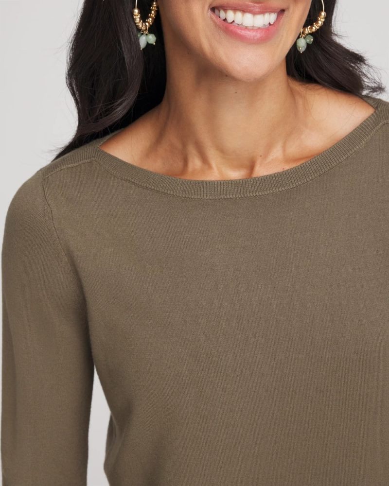Chicos Ella Bateau Pullover Sweater - NETTLE LEAF