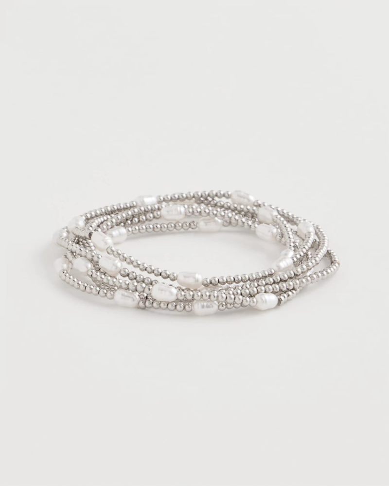 Chicos Pearlescent Bead Ball Bracelet - SILVER