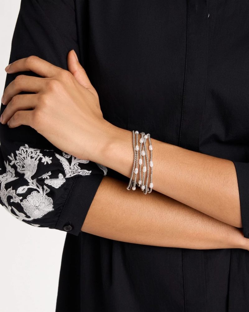 Chicos Pearlescent Bead Ball Bracelet - SILVER